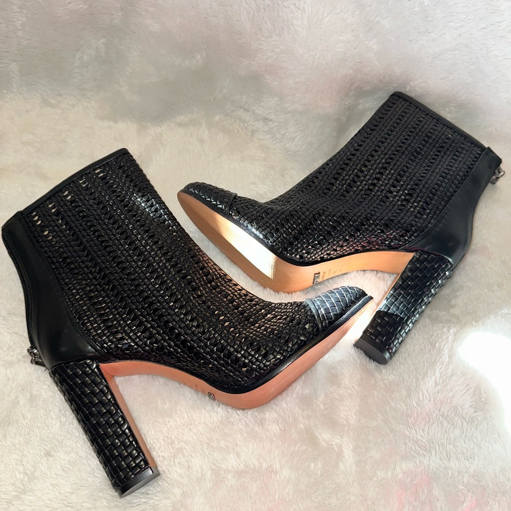 Schutz Black Textured Heeled Boots. NWOT - Picture 2 of 6